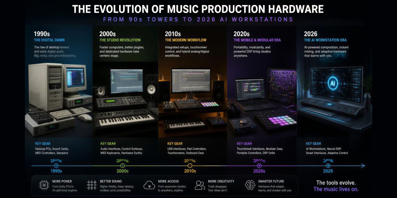 The Evolution of Music Production Hardware: From 90s Towers to 2026 AI Workstations
